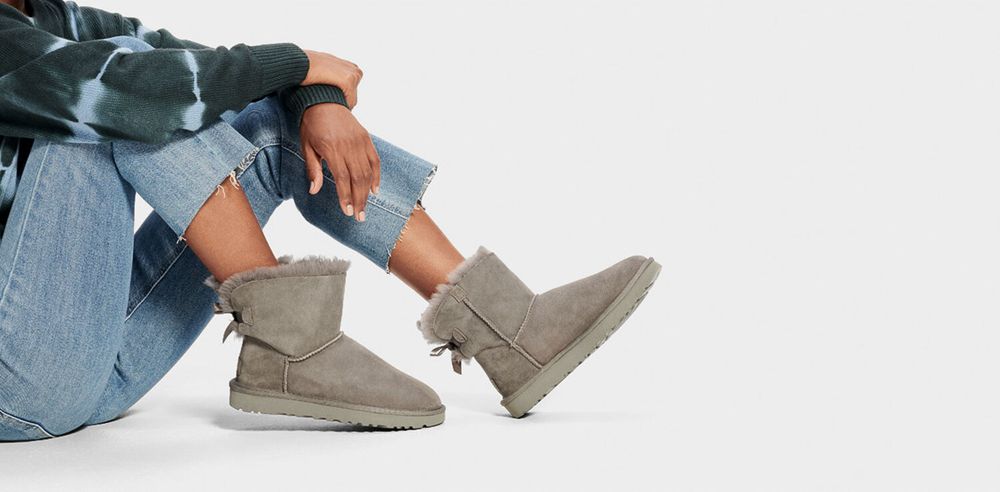 Ugg Mini Bailey Bow Ii - Womens Mini Boots - Grey - NZ (5426QNLKY)